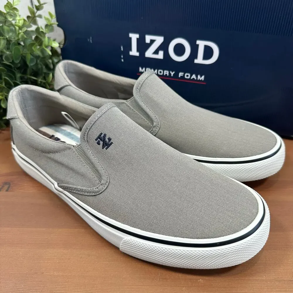 Izod‎ Men's Sunapee Grey Canvas Slip On Shoes Size 13